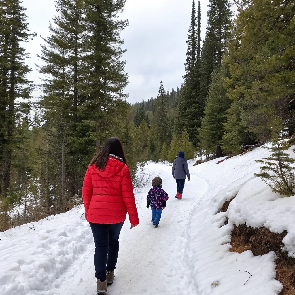 Isabella Martinez with family in snowy trail