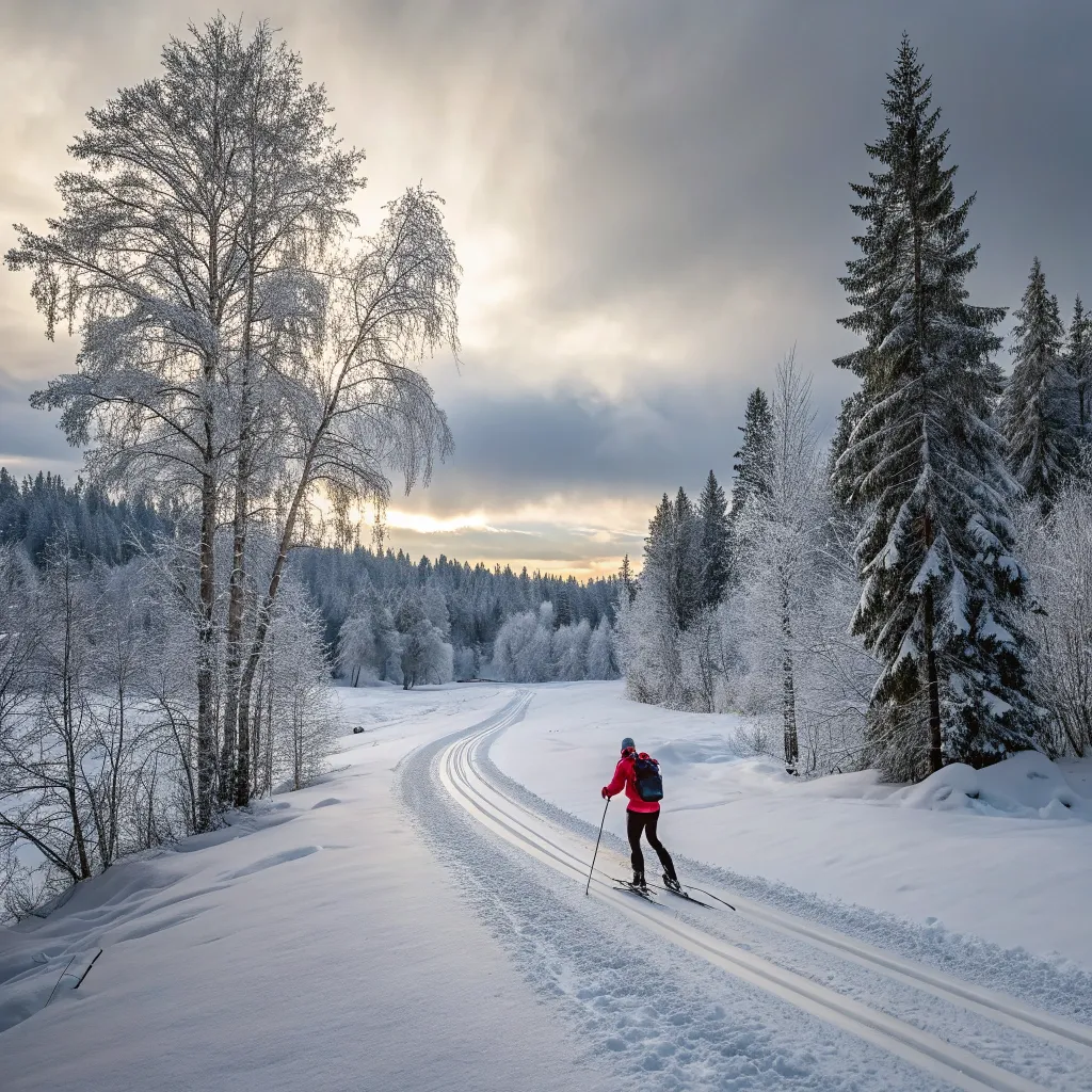 Cross-Country Skiing in Winter Wonderland